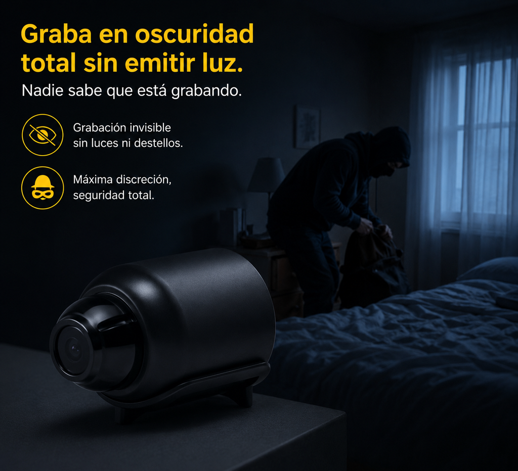 Tranquilidad Total - Mini Cámara Espía WiFi 1080p Visión Nocturna