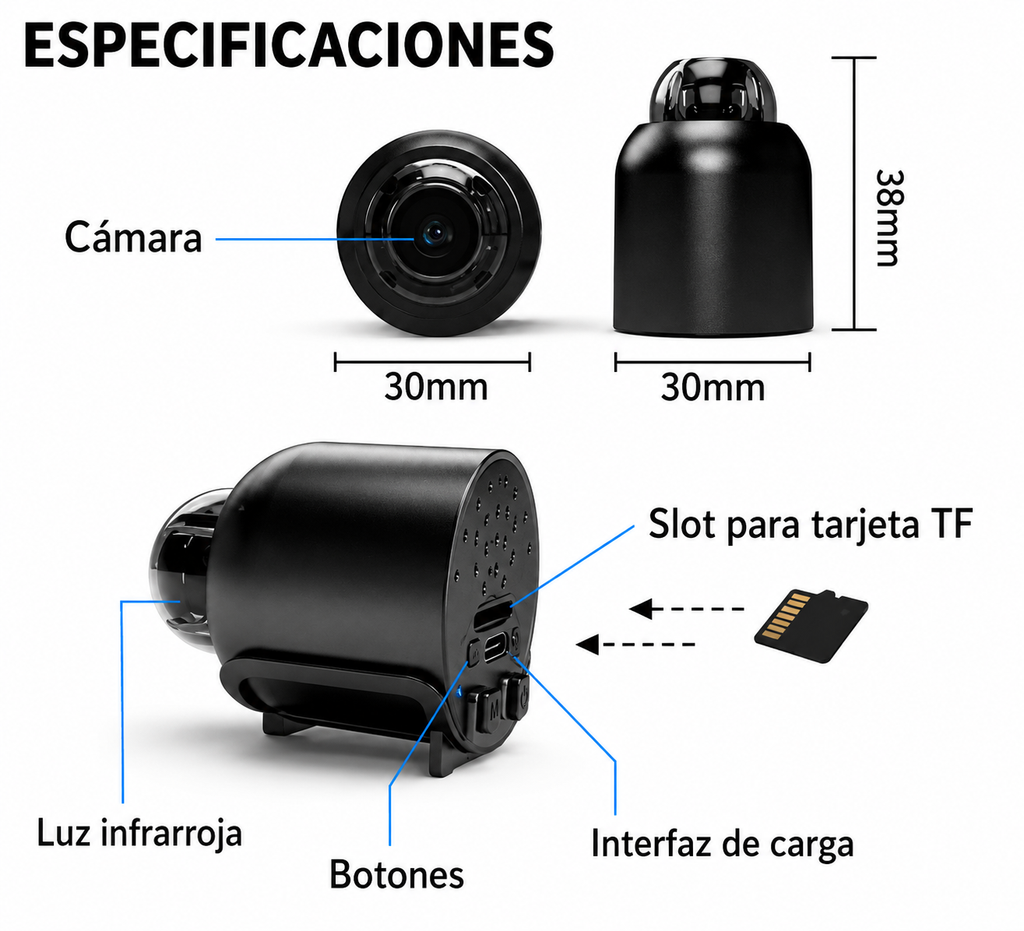 Tranquilidad Total - Mini Cámara Espía WiFi 1080p Visión Nocturna