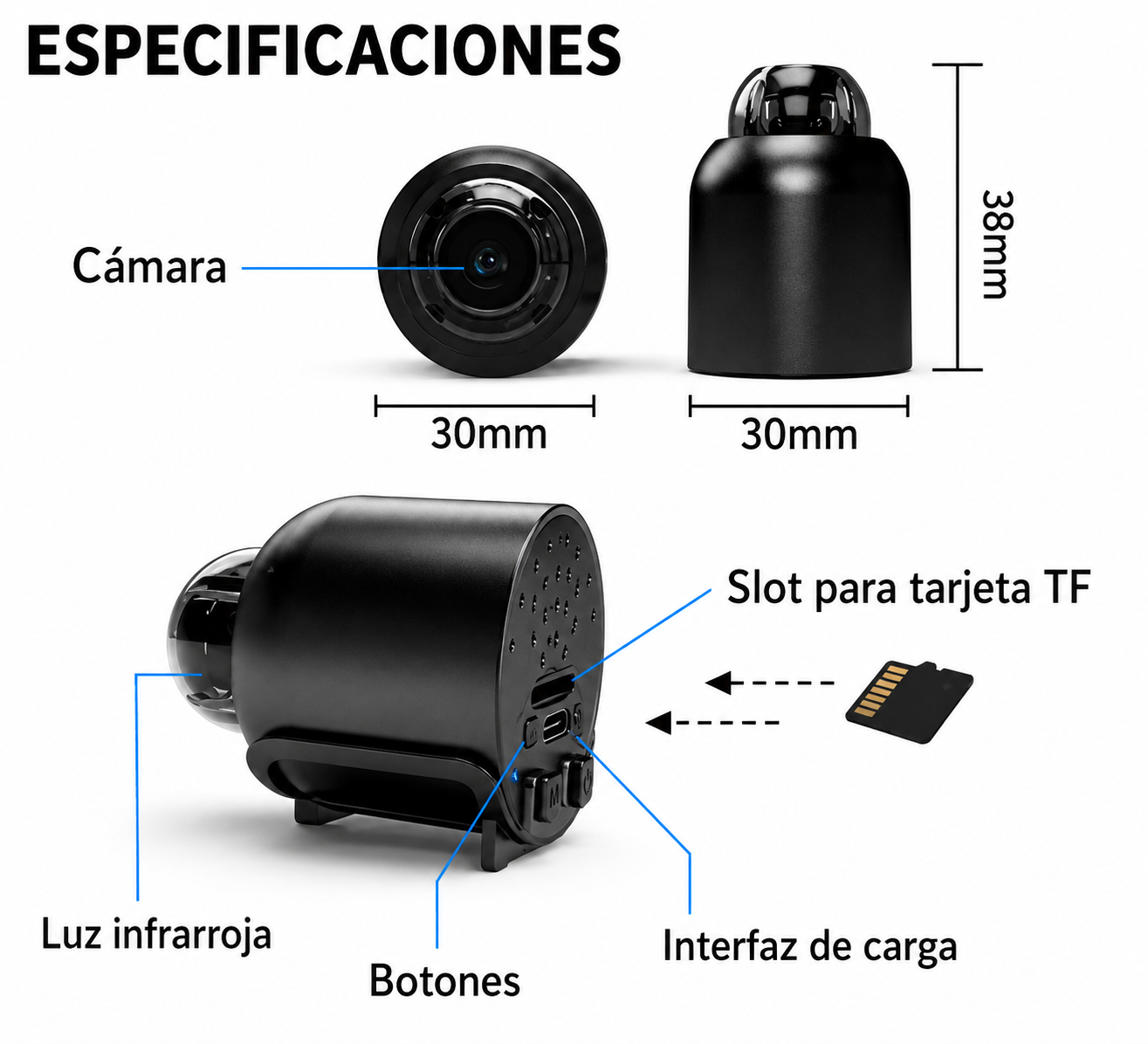 Tranquilidad Total - Mini Cámara Espía WiFi 1080p Visión Nocturna